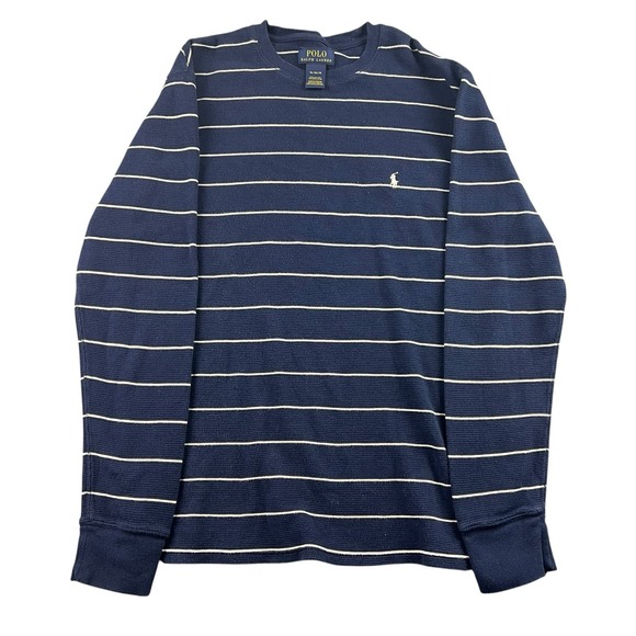 Polo Ralph Lauren Other - Polo Ralph Lauren Thermal Sweatshirt Mens XL Pullover Navy Blue Striped Pony